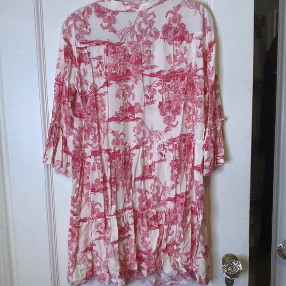 Pink toile patterned sundress , size M Cotton/poly mix - Picture 4 of 5